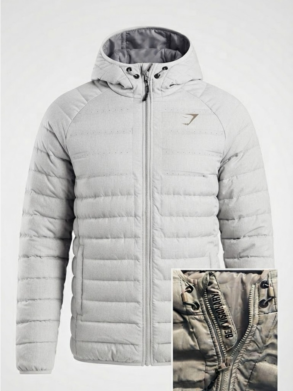 Gymshark Men’s Hooded Puffer Jacket - Light Gray